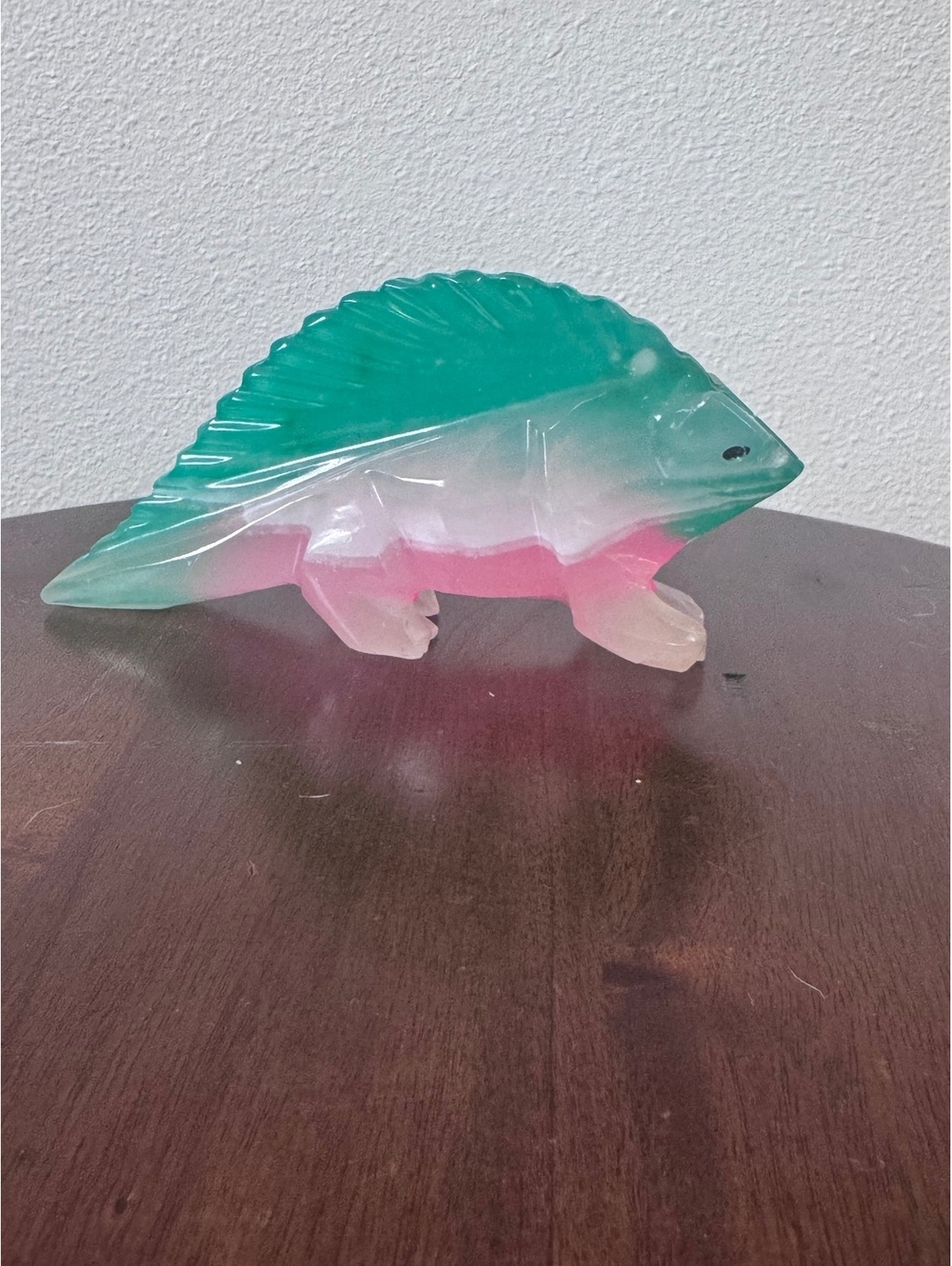 Carved Mineral Reptile/Lizard Figurine – Green, Pink & White